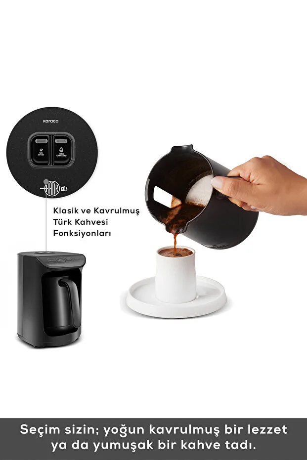 Hatır Közde Türk Kahvesi ve Türk Kahve Makinesi Shiny Black 5 Fincan Kapasiteli Bol Köpüklü